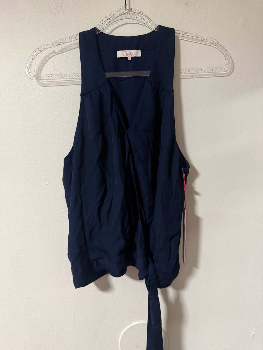 Parker Dark Blue Sleeveless Wrap Top Size S